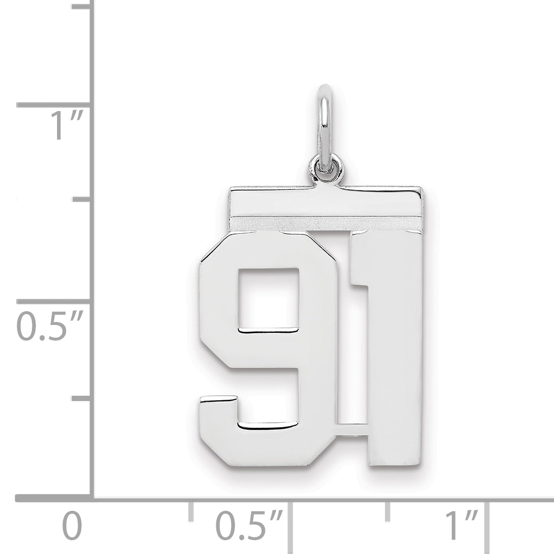 Sterling/Silver Rhodium-plated Polished Number 91 Charm