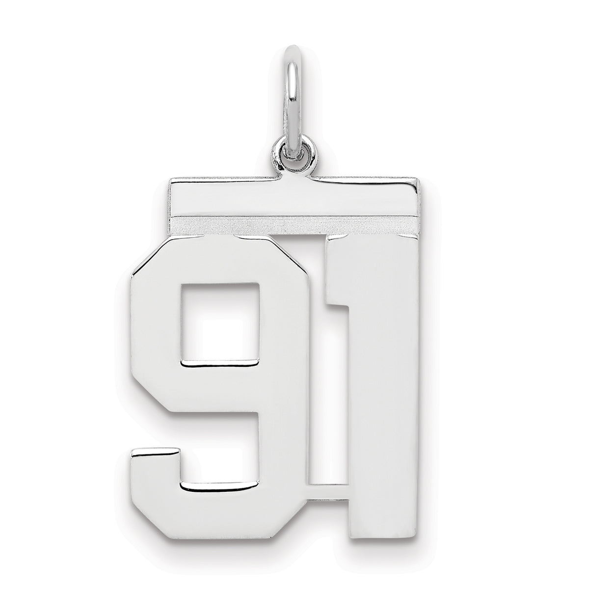 Sterling/Silver Rhodium-plated Polished Number 91 Charm
