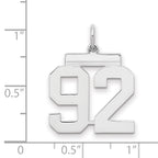 Sterling/Silver Rhodium-plated Polished Number 92 Charm