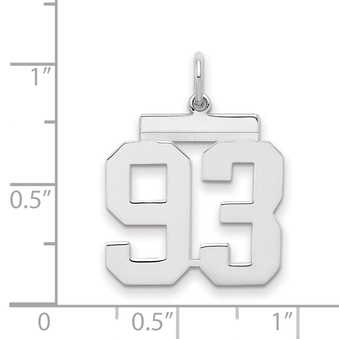Sterling/Silver Rhodium-plated Polished Number 93 Charm
