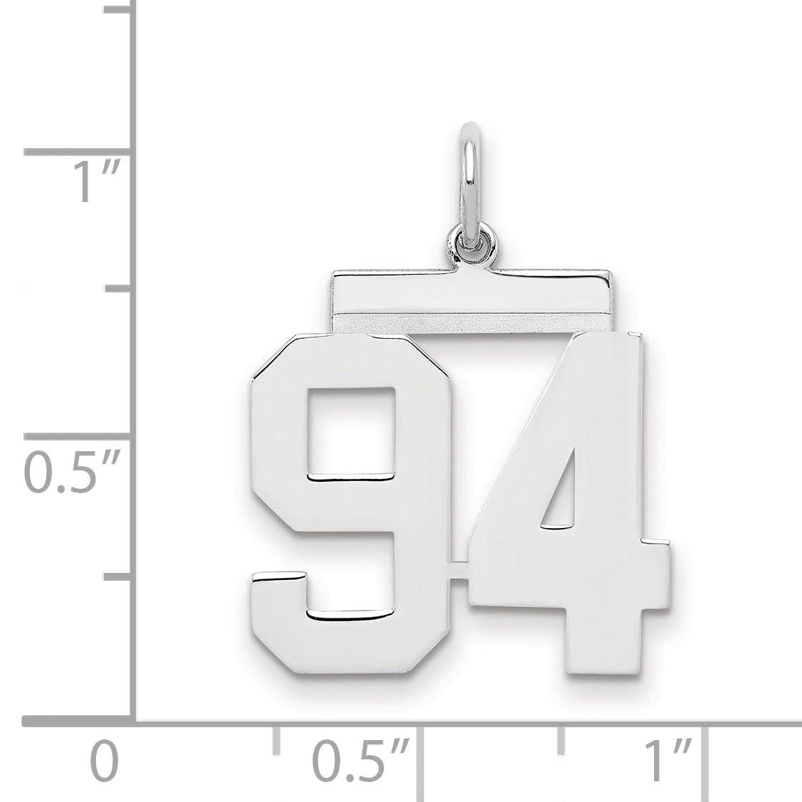 Sterling/Silver Rhodium-plated Polished Number 94 Charm