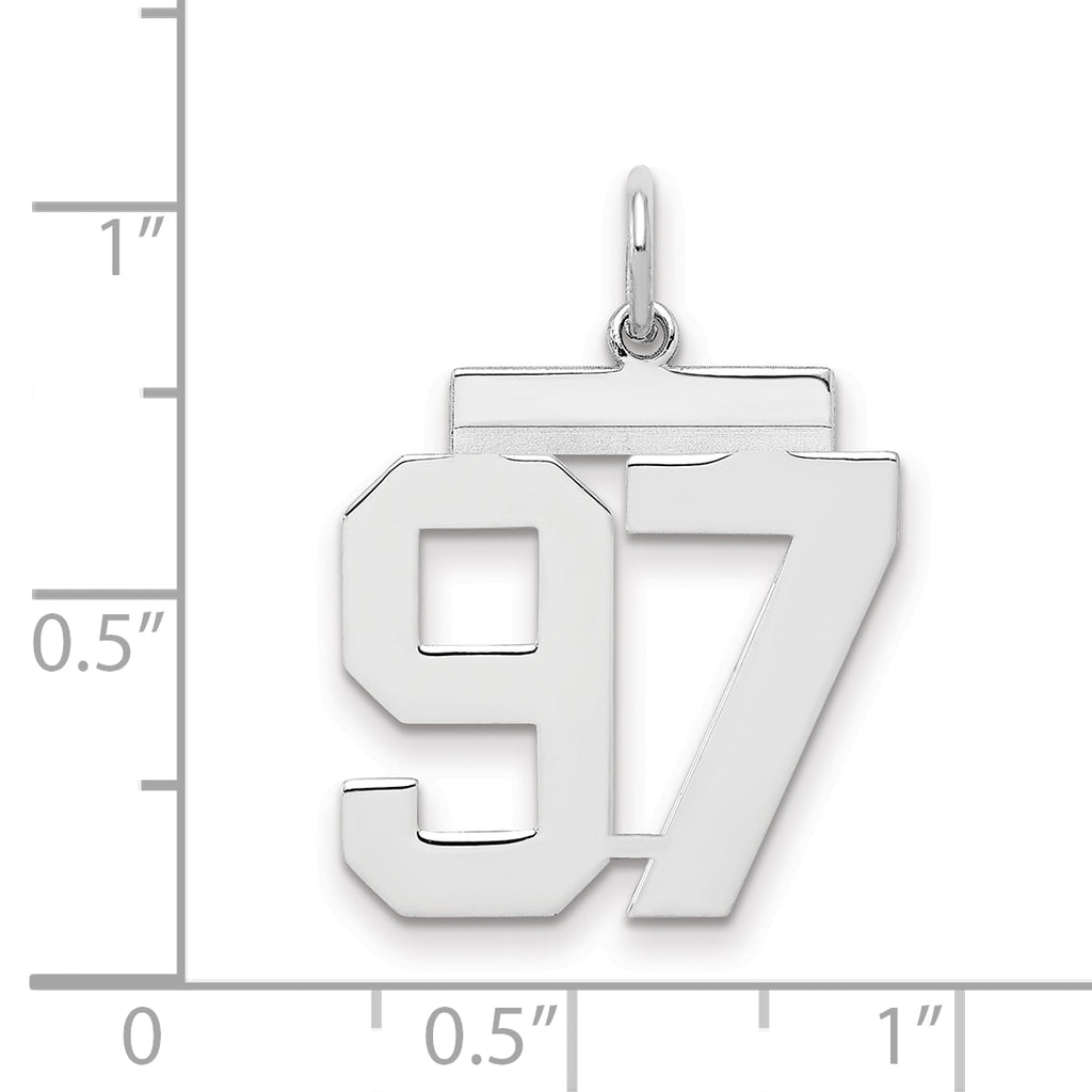 Sterling/Silver Rhodium-plated Polished Number 97 Charm