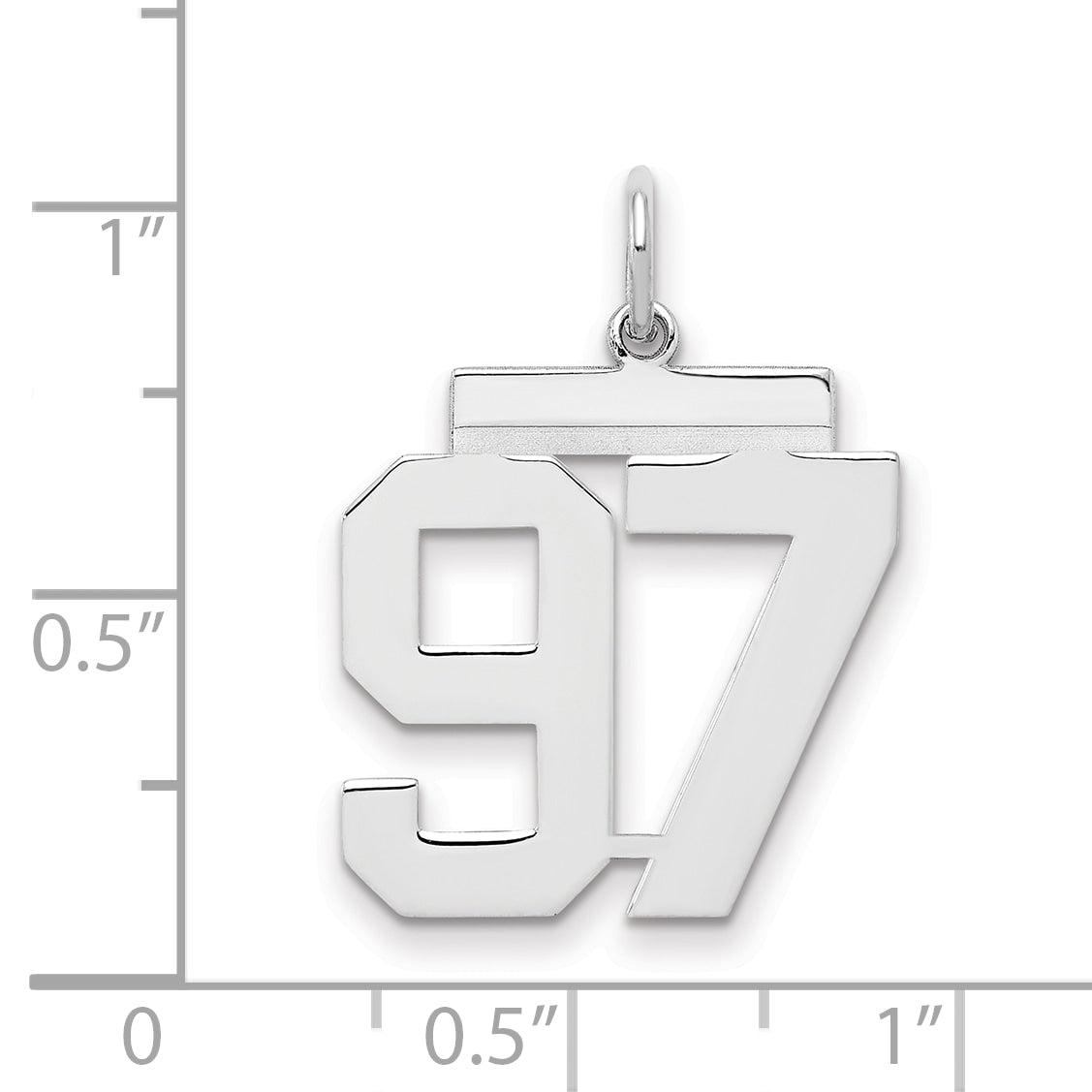 Sterling/Silver Rhodium-plated Polished Number 97 Charm