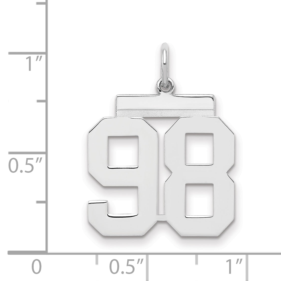Sterling/Silver Rhodium-plated Polished Number 98 Charm