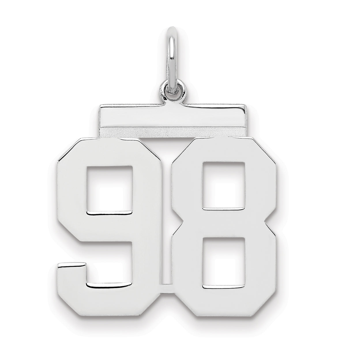Sterling/Silver Rhodium-plated Polished Number 98 Charm