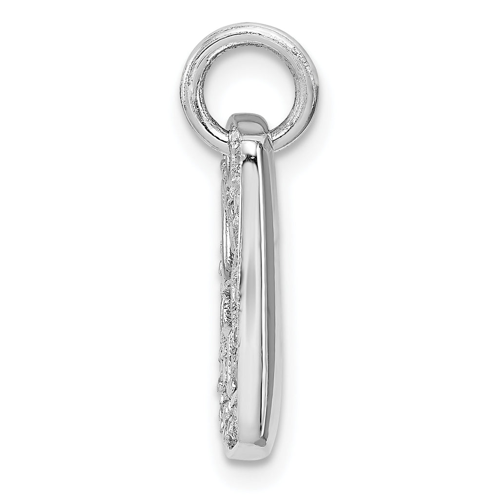 Sterling Silver Rhodium Plated CZ Peace Dove Charm