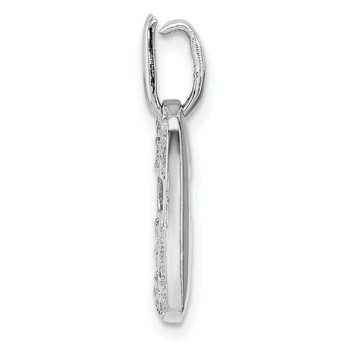 Open Cross Charm in Sterling Silver with Cubic Zirconia Accents - Sophia Jewelers