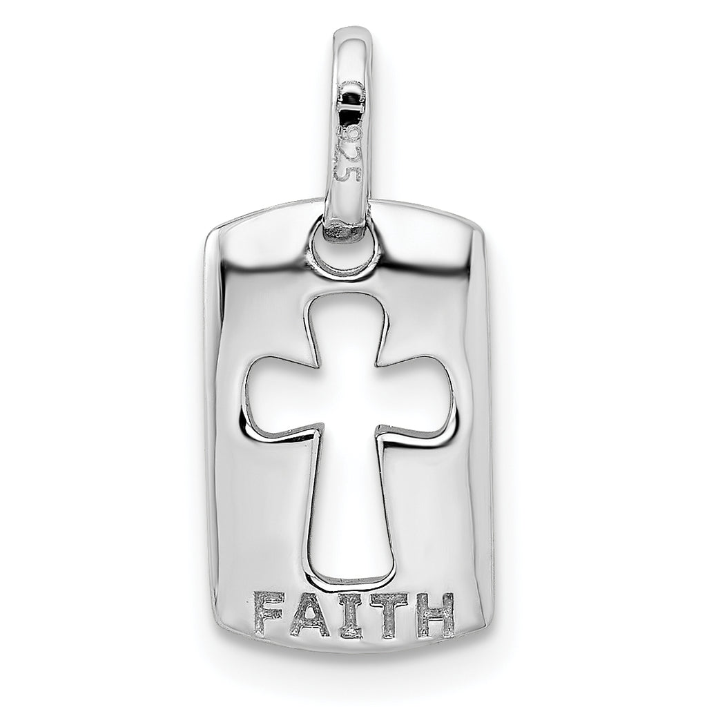 Open Cross Charm in Sterling Silver with Cubic Zirconia Accents - Sophia Jewelers