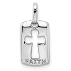Open Cross Charm in Sterling Silver with Cubic Zirconia Accents - Sophia Jewelers