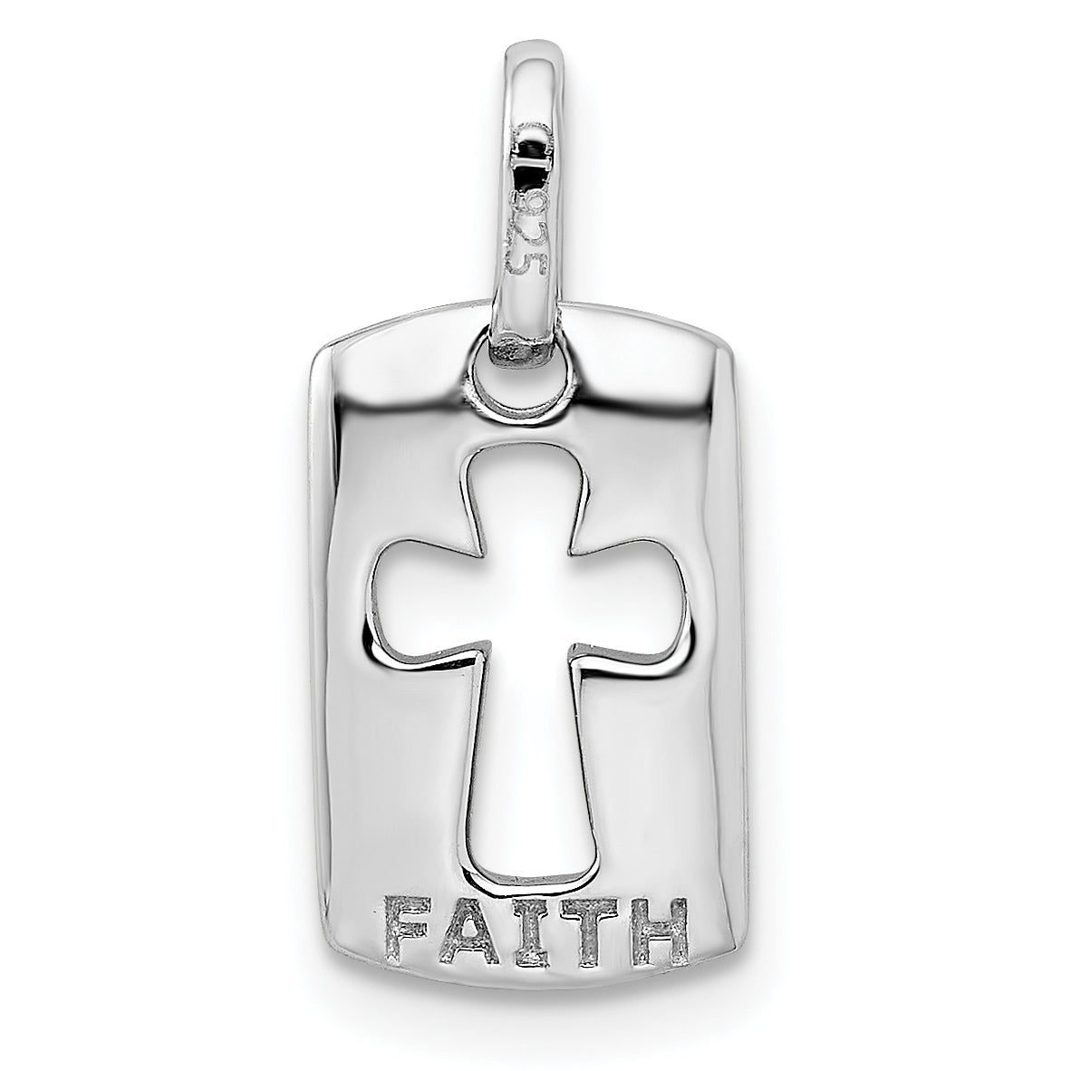Open Cross Charm in Sterling Silver with Cubic Zirconia Accents - Sophia Jewelers