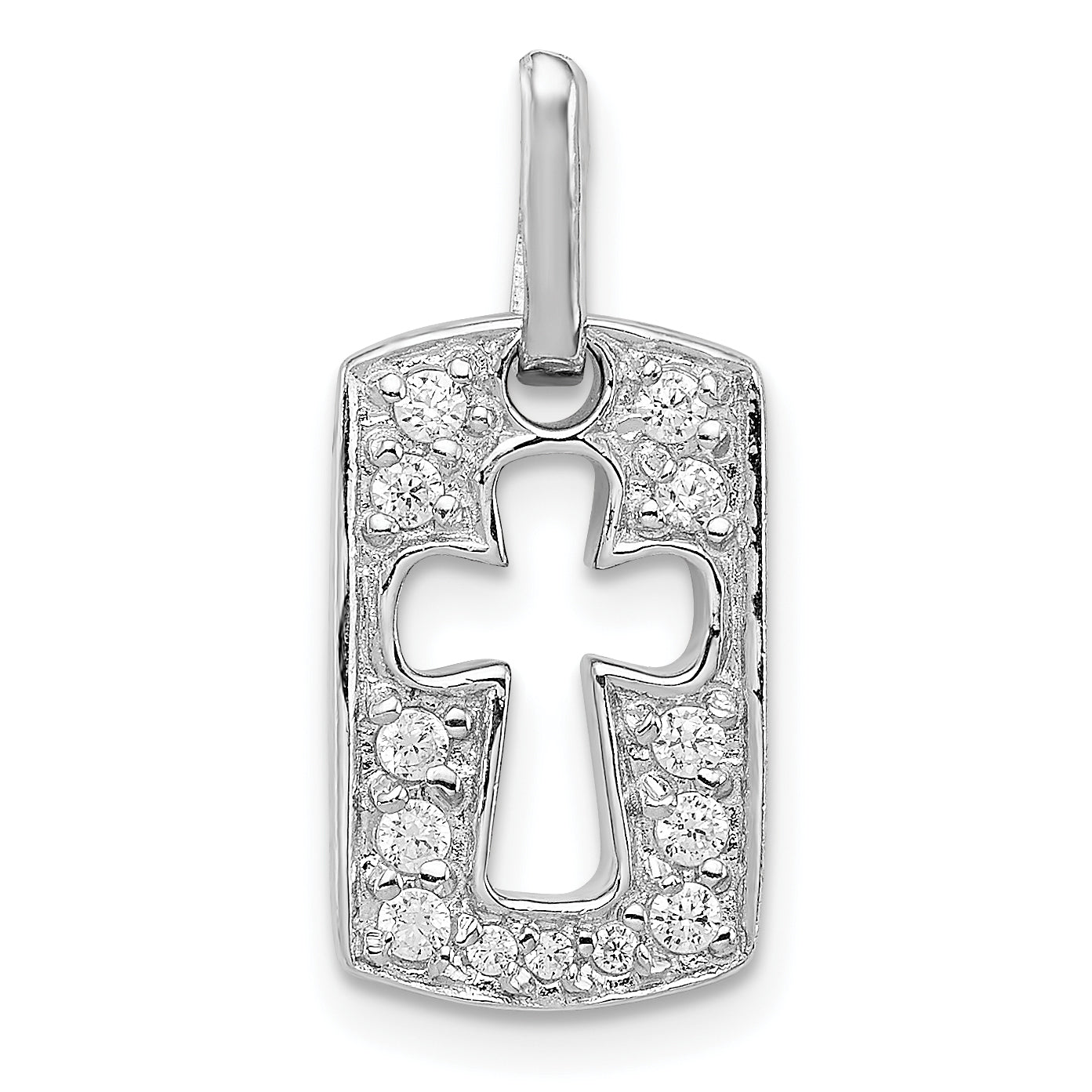 Open Cross Charm in Sterling Silver with Cubic Zirconia Accents Secondary image