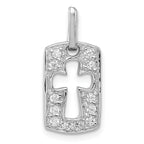 Open Cross Charm in Sterling Silver with Cubic Zirconia Accents - Sophia Jewelers