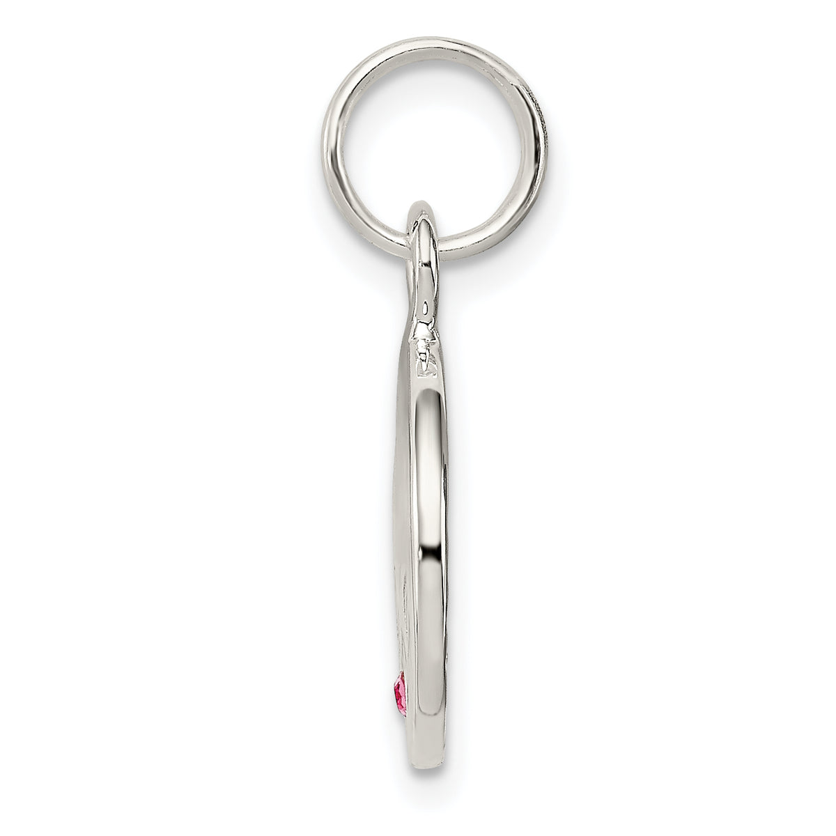 "Hope" Disc Charm in Sterling Silver with Pink Cubic Zirconia, 16mm - Sophia Jewelers