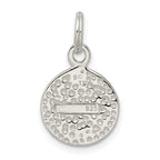 "Hope" Disc Charm in Sterling Silver with Pink Cubic Zirconia, 16mm - Sophia Jewelers