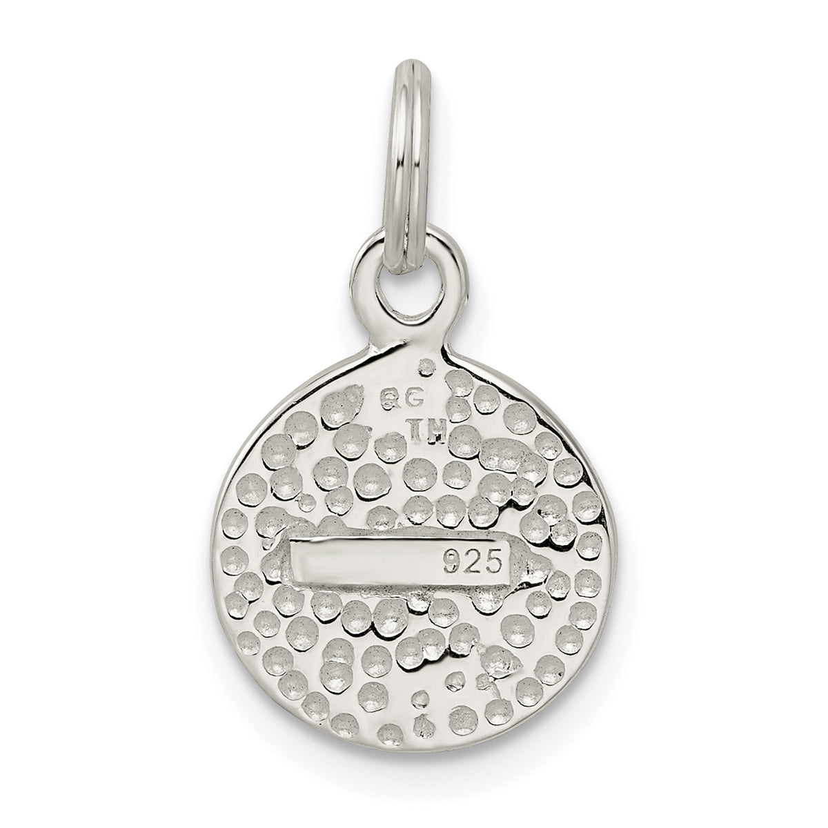 "Hope" Disc Charm in Sterling Silver with Pink Cubic Zirconia, 16mm - Sophia Jewelers