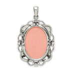 Marcasite Cameo Pendant in Sterling Silver, 42mm Antiqued & Polished - Sophia Jewelers