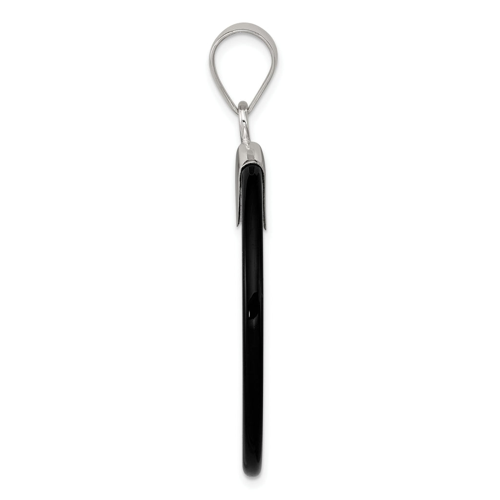 Round Black Onyx Pendant in Sterling Silver, 47mm - Sophia Jewelers