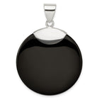 Round Black Onyx Pendant in Sterling Silver, 47mm - Sophia Jewelers