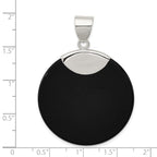Round Black Onyx Pendant in Sterling Silver, 47mm - Sophia Jewelers