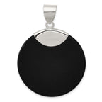 Round Black Onyx Pendant in Sterling Silver, 47mm - Sophia Jewelers