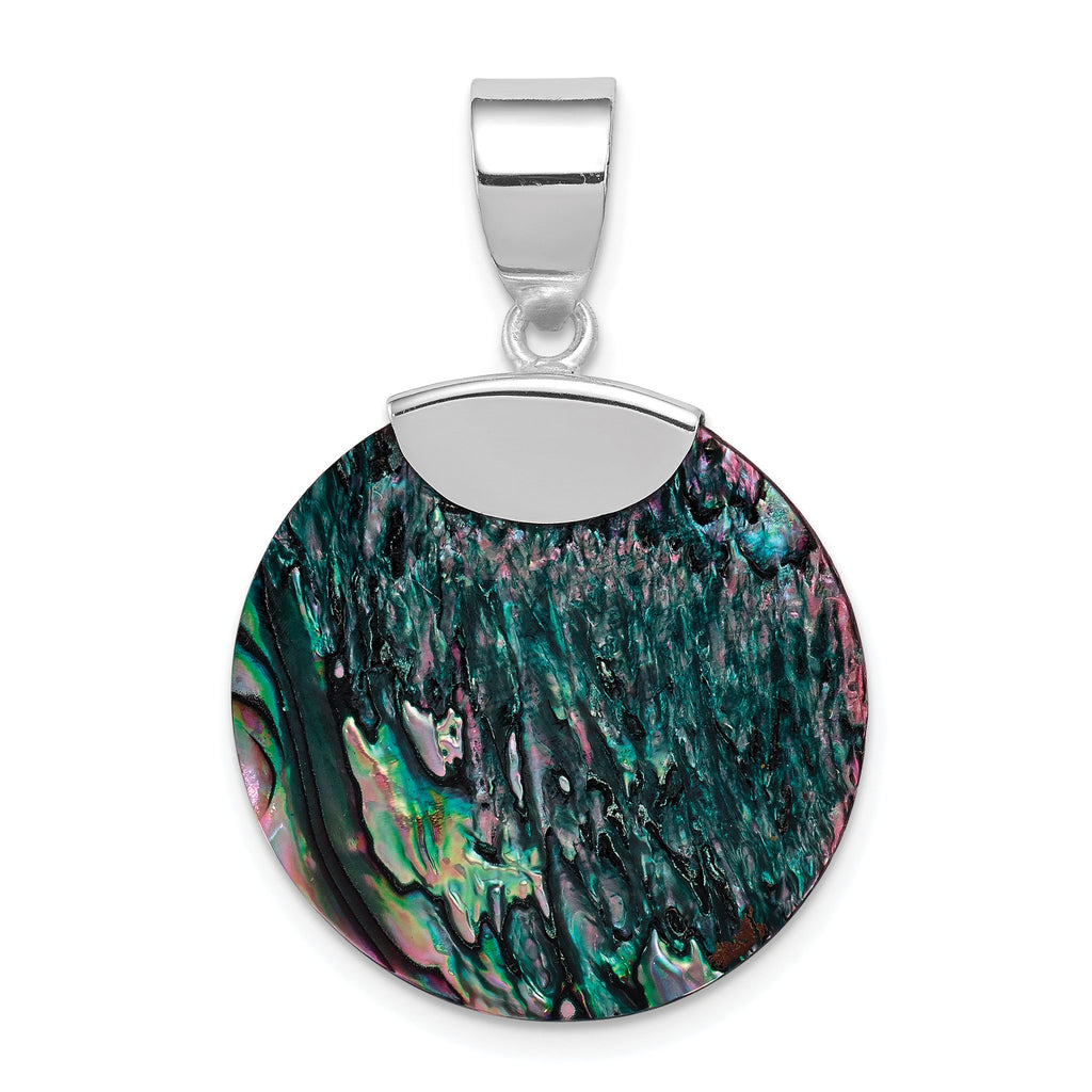 Round Abalone Pendant in Sterling Silver, 34mm - Sophia Jewelers