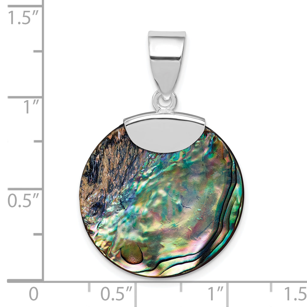 Round Abalone Pendant in Sterling Silver, 34mm - Sophia Jewelers