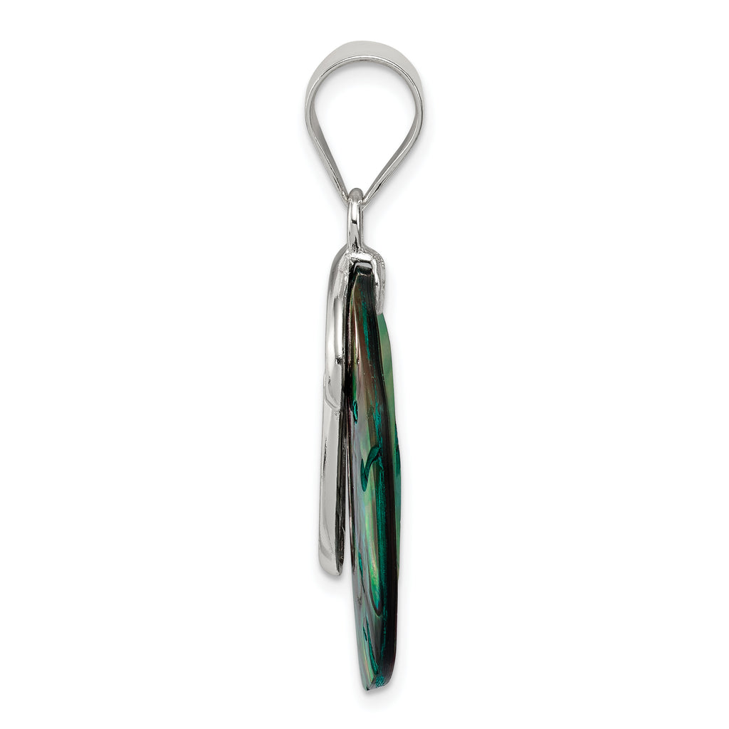 Round Abalone Gemstone Pendant in Sterling Silver, 39mm - Sophia Jewelers