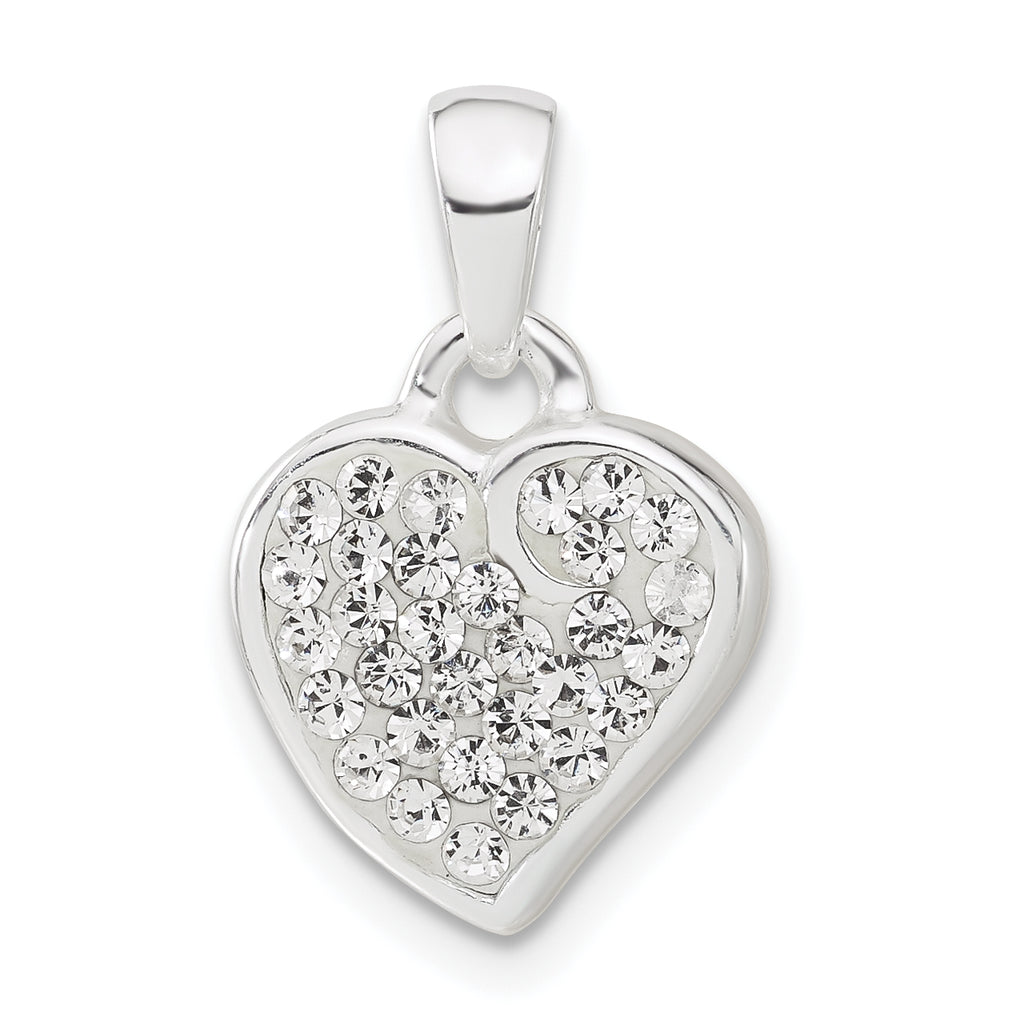 Crystal Heart Pendant in Sterling Silver, 20mm - Sophia Jewelers