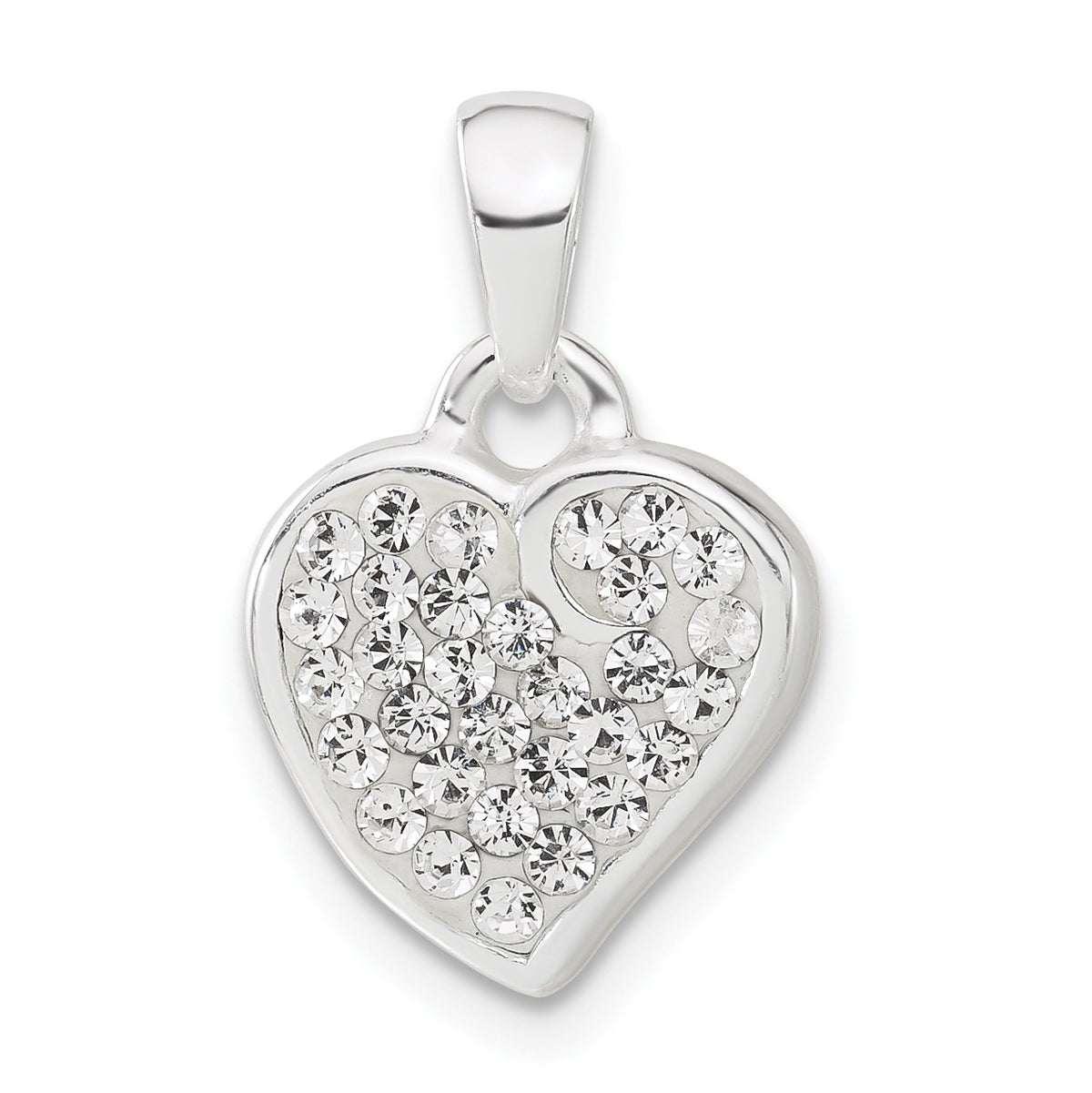 Crystal Heart Pendant in Sterling Silver, 20mm - Sophia Jewelers