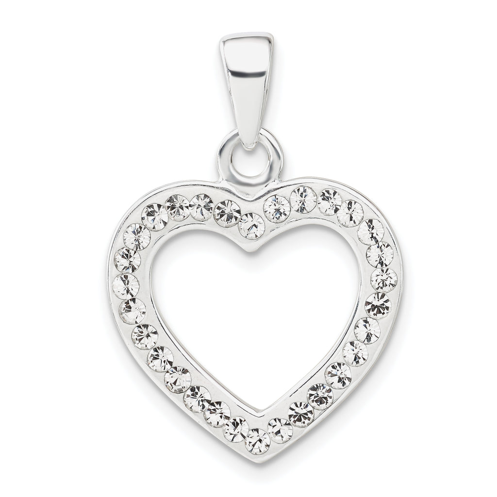 Crystal Heart Pendant in Sterling Silver, 20x29mm - Sophia Jewelers