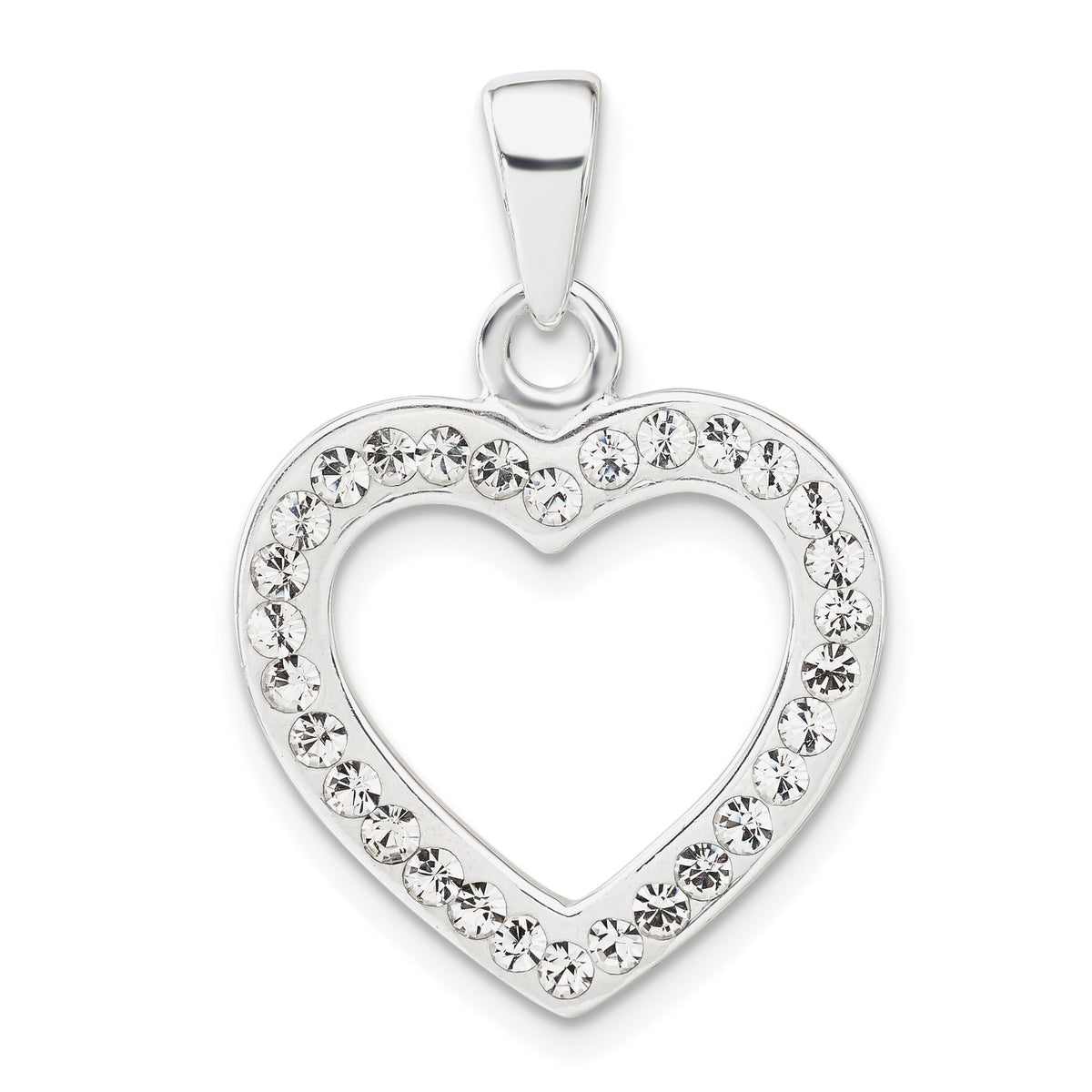 Crystal Heart Pendant in Sterling Silver, 20x29mm - Sophia Jewelers