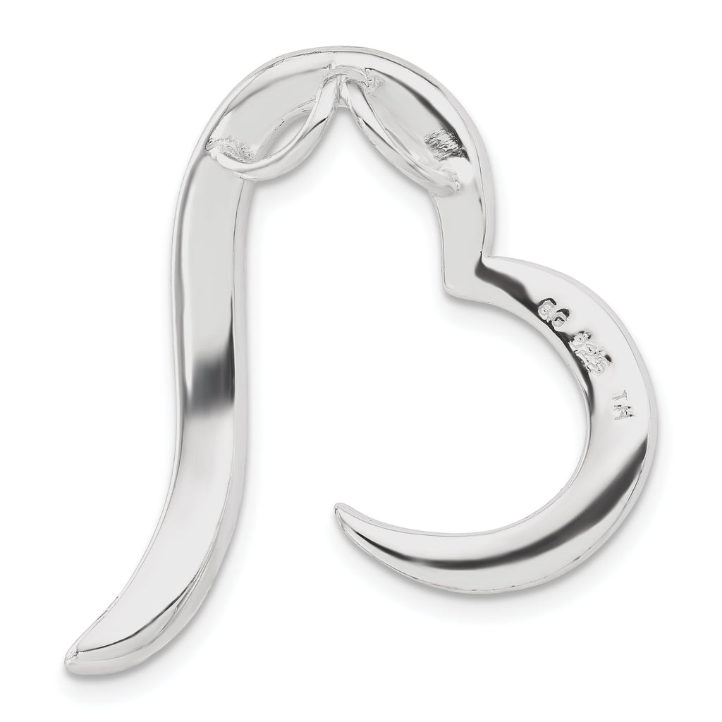 Open Heart Slide Pendant in Sterling Silver with Crystal, 32mm - Sophia Jewelers
