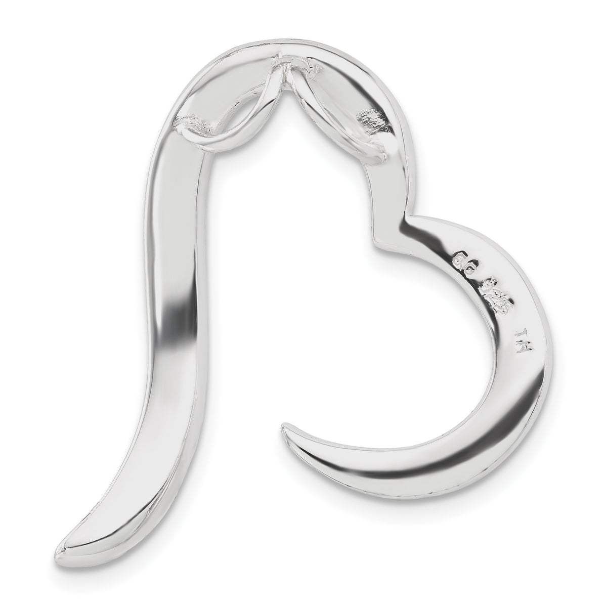 Open Heart Slide Pendant in Sterling Silver with Crystal, 32mm - Sophia Jewelers