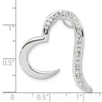 Open Heart Slide Pendant in Sterling Silver with Crystal, 32mm - Sophia Jewelers