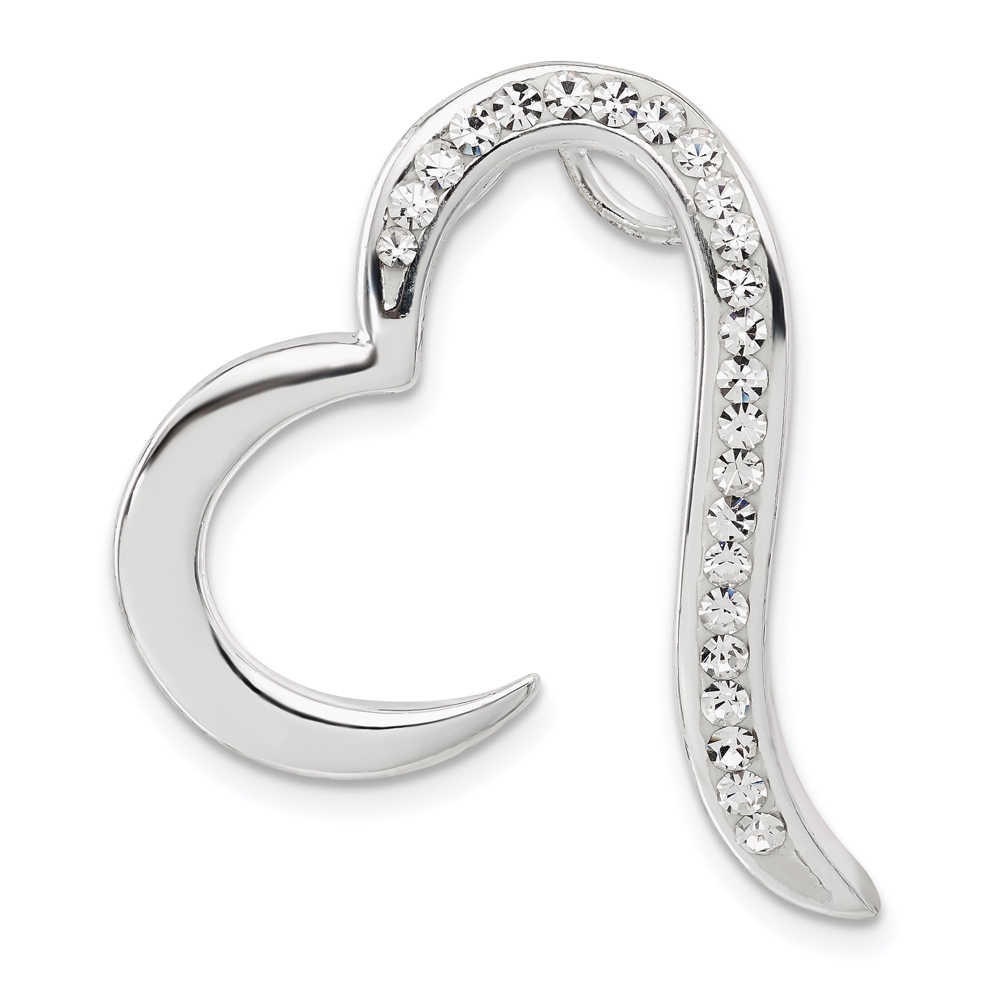 Open Heart Slide Pendant in Sterling Silver with Crystal, 32mm Secondary image