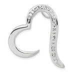 Open Heart Slide Pendant in Sterling Silver with Crystal, 32mm - Sophia Jewelers