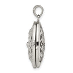 Filigree Oval Locket in Sterling Silver with Cubic Zirconia Accents, 29mm - Sophia Jewelers