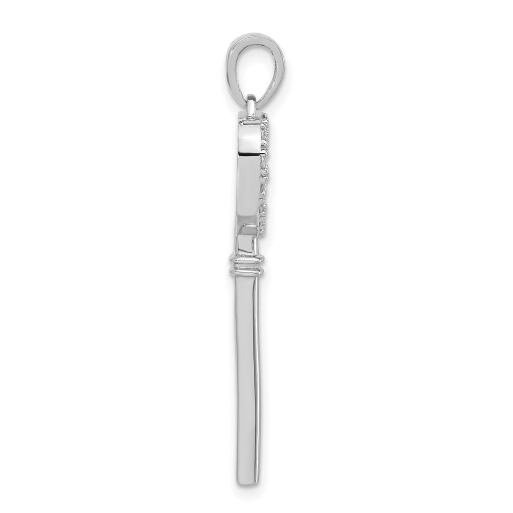 Cubic Zirconia Peace Heart Key Pendant in Sterling Silver, 40mm - Sophia Jewelers