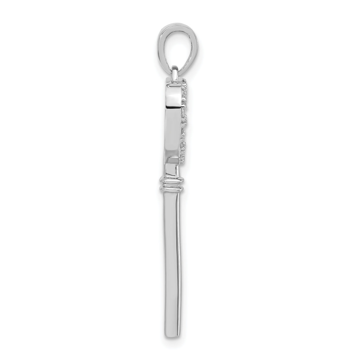 Cubic Zirconia Peace Heart Key Pendant in Sterling Silver, 40mm - Sophia Jewelers