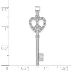 Cubic Zirconia Peace Heart Key Pendant in Sterling Silver, 40mm - Sophia Jewelers