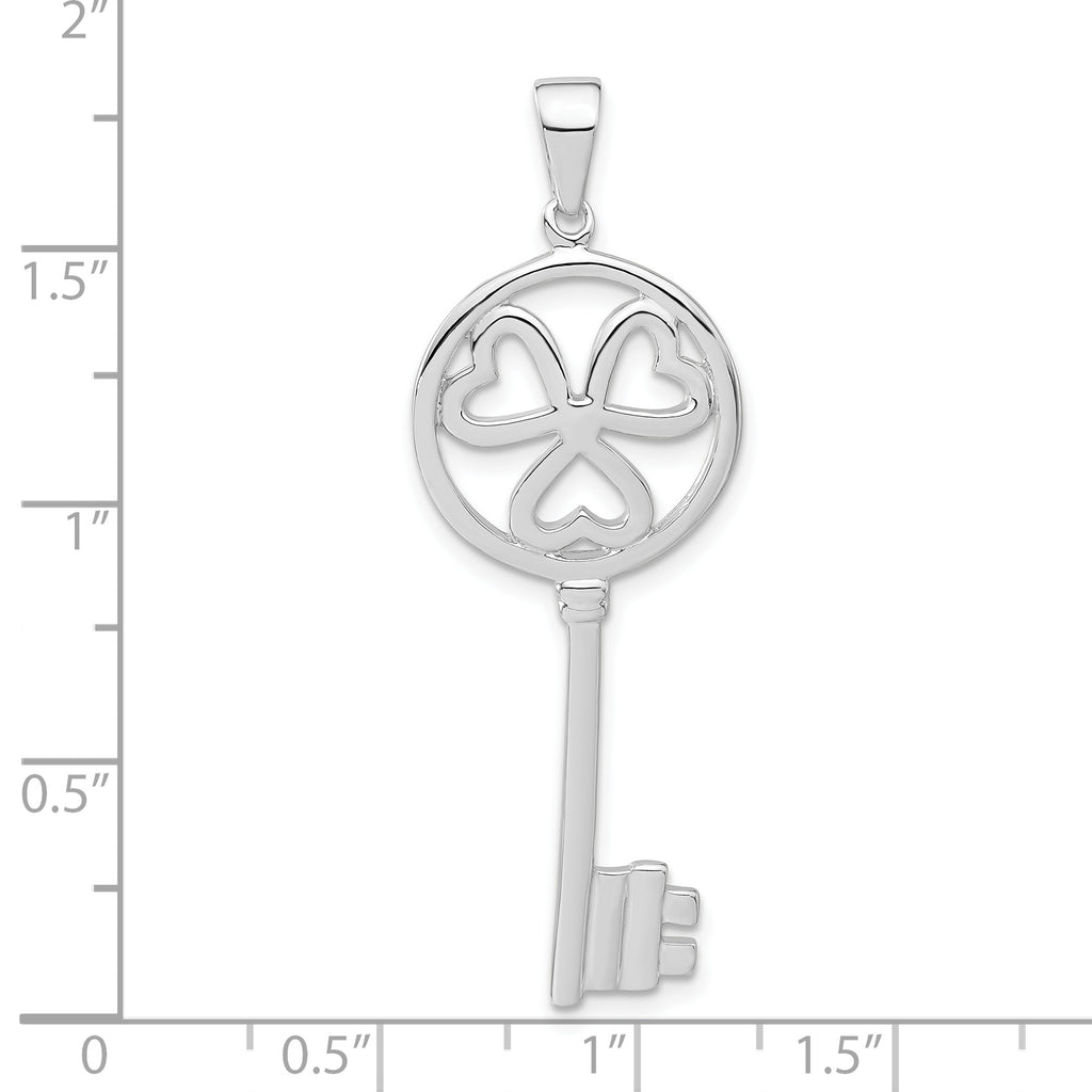 Key Pendant in Sterling Silver, 16.9mm - Sophia Jewelers