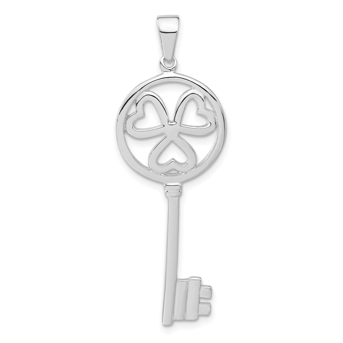 Key Pendant in Sterling Silver, 16.9mm - Sophia Jewelers