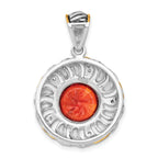 Circle Pendant in Gold-Plated Sterling Silver with Red & Clear Cubic Zirconia - Sophia Jewelers