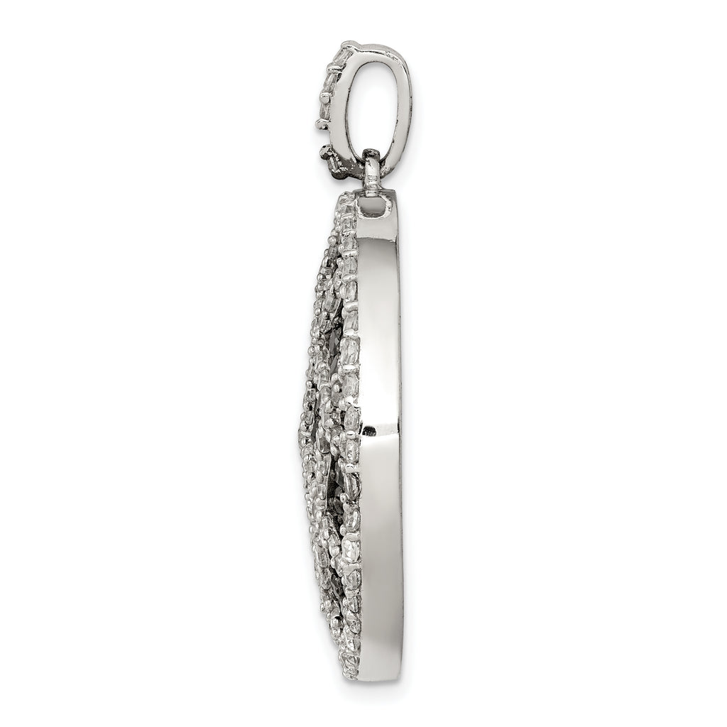Checkered Circle Pendant in Sterling Silver with Black & White Cubic Zirconia - Sophia Jewelers