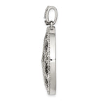 Checkered Circle Pendant in Sterling Silver with Black & White Cubic Zirconia - Sophia Jewelers