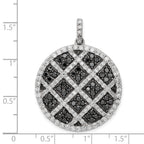 Checkered Circle Pendant in Sterling Silver with Black & White Cubic Zirconia - Sophia Jewelers