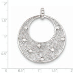 Sterling Silver Cut-out Flowers and Cubic Zirconi Circle Pendant
