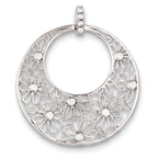 Sterling Silver Cut-out Flowers and Cubic Zirconi Circle Pendant