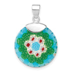 Multicolored Glass Circle Pendant in Sterling Silver, 29mm - Sophia Jewelers