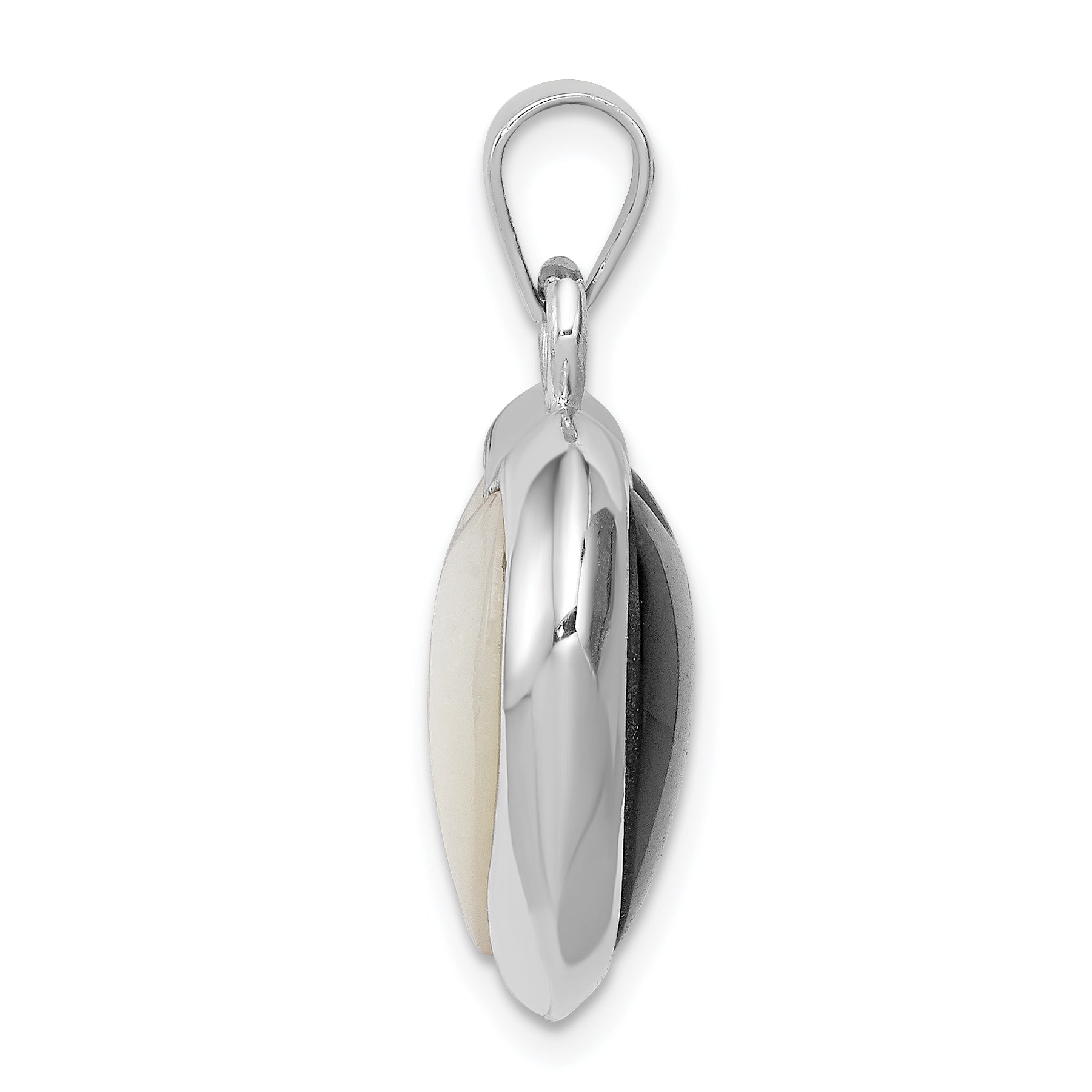 Sterling Silver Rhod-pltd Onyx/Mother of Pearl Reversible Heart Pendant Secondary image